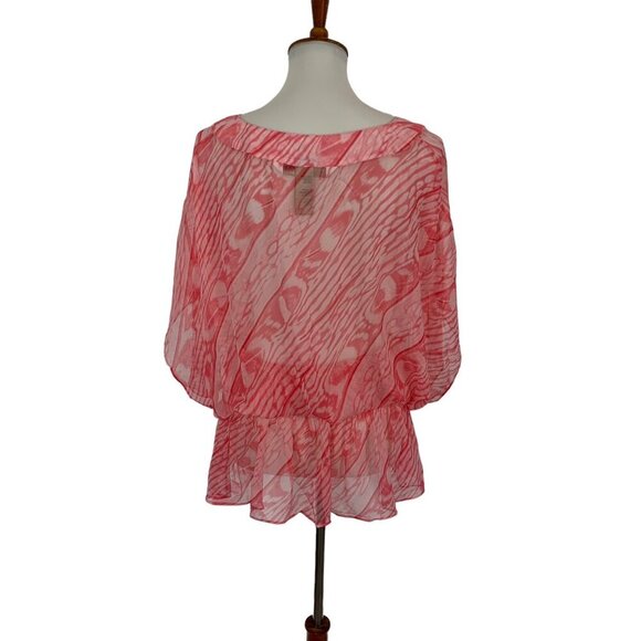 Coco Contours Silk Sheer Top Small Pink Boho Beach Coverup Festival - Picture 4 of 5